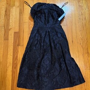ANTONIO MELANI Strapless Cocktail Dress Midi Fit & Flare Navy Blue Size 0 New